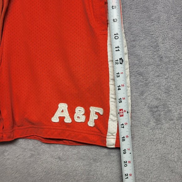Abercrombie & Fitch Shorts Mens Medium Orange Mesh Gym Athletic Basketball Y2K - Picture 6 of 9